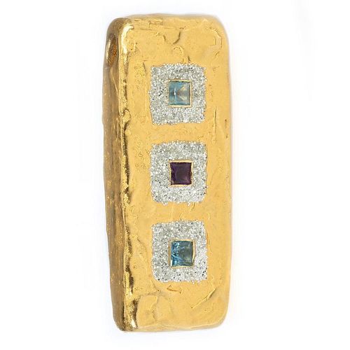 18k gold and semi-precious pendant, Italy.