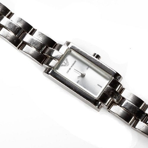 Emporio Armani ladies stainless steel quartz wristwatch.