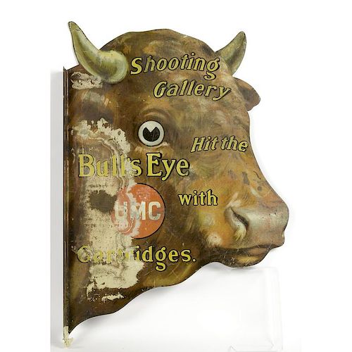 Union Metallic Cartridge Co. "Bull's Eye" Tin Advertising Flange Sign