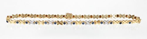 18K Diamond Sapphire X & O Link Necklace