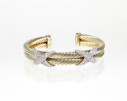14K David Yurman Diamond Cuff Bracelet