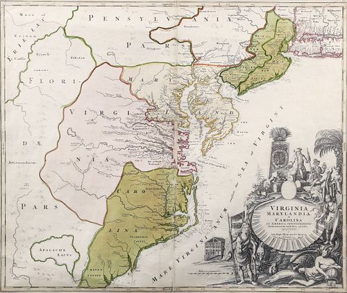 Johann Homann map Virginia Maryland Carolina 1714
