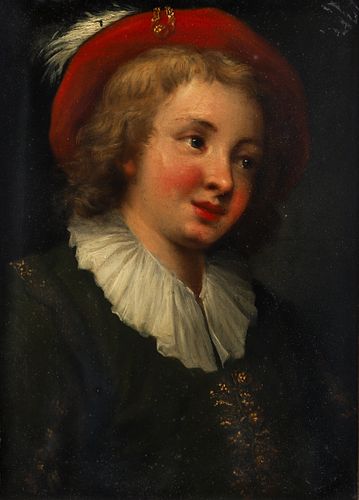 Jeanne Philiberte Ledoux oil Portrait of a Boy with a Red Hat