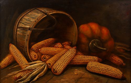Alfred Montgomery Still Life with Corn and Pumpkin