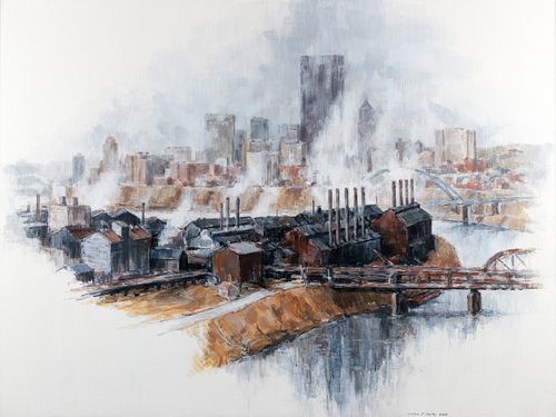 Cynthia Cooley Pittsburgh Skyline 1979 Painting
