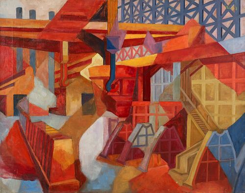 Josef Hulich Cubist Industrial painting 