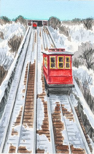 Robert R. Young watercolor The Old Incline