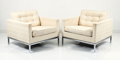 Pair of MCM upholstered Square Lounge Chairs
