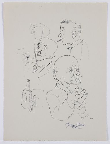 George Grosz Three Drinkers Signed Print 1/50