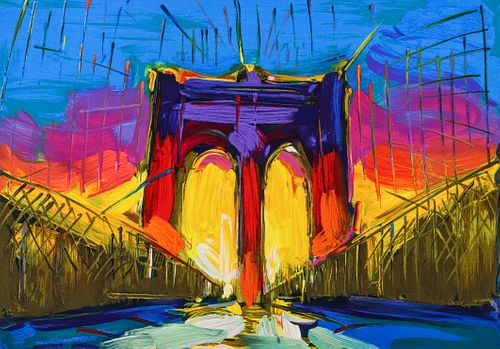 Peter Max 2015 orig serigraph Brooklyn Bridge