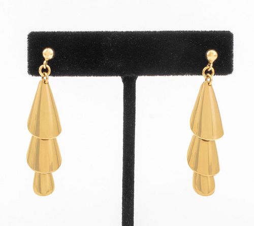 14K Yellow Gold Conical Drop Earrings