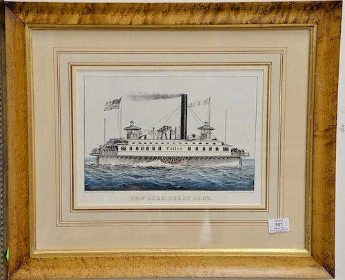 Currier & Ives "New York Ferry Boat" hand colored lithograph, sight size 9 3/4" x 13 1/2".