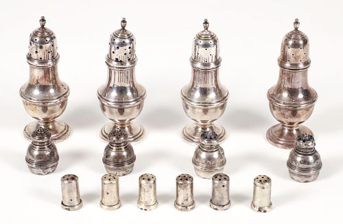 Collection of 14 Sterling Salt and Pepper Shakers 