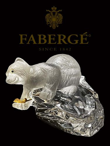 A Polar Bear Fish Goldfish, Carl Faberge Signed French Crystal Figurine