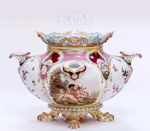 A Large 19th C. Berlin KPM Hand Painted Porcelain Vase/Centerpiece