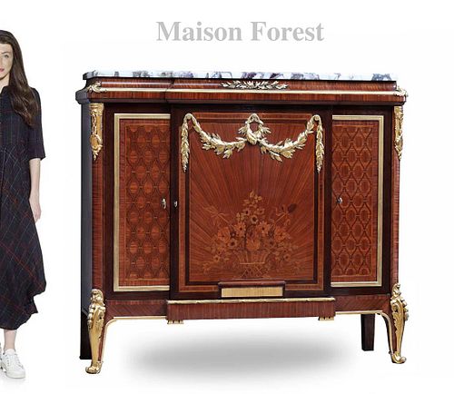 19th Century French Bronze & Top Marble Cabinet Signed by Maison Forest