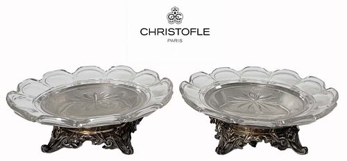 A Pair Of 19th C. Christofle & Baccarat Crystal Centerpieces, Hallmarked