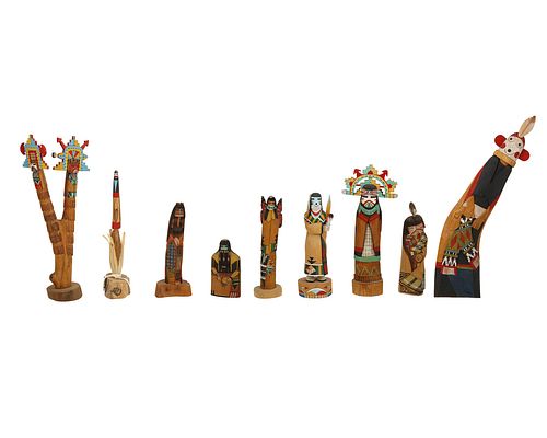 A group of Hopi katsina figures