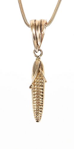 14K Corn Cob Pendant Necklace