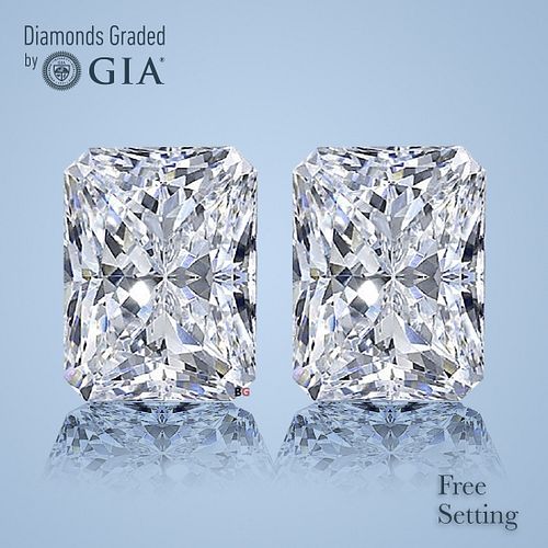4.02 carat diamond pair Radiant cut Diamond GIA Graded 1) 2.01 ct, Color F, VVS2 2) 2.01 ct, Color E, VS1. Appraised Value: $162,800 