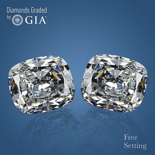 5.06 carat diamond pair Cushion cut Diamond GIA Graded 1) 2.51 ct, Color D, VVS2 2) 2.55 ct, Color D, VS1. Appraised Value: $227,500 