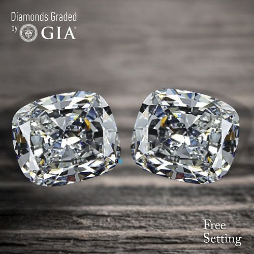 5.01 carat diamond pair Cushion cut Diamond GIA Graded 1) 2.50 ct, Color F, VVS2 2) 2.51 ct, Color F, VVS2. Appraised Value: $202,800 