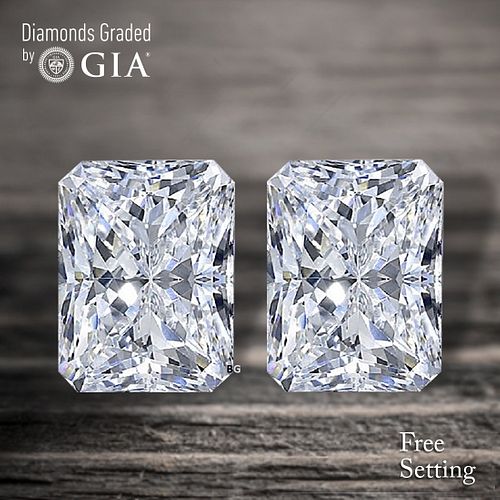 4.03 carat diamond pair Radiant cut Diamond GIA Graded 1) 2.02 ct, Color G, VS1 2) 2.01 ct, Color H, VS2. Appraised Value: $124,600 