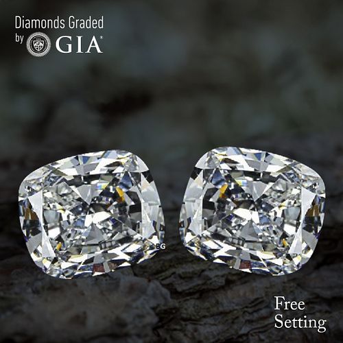 5.02 carat diamond pair Cushion cut Diamond GIA Graded 1) 2.52 ct, Color F, VVS2 2) 2.50 ct, Color G, VS1. Appraised Value: $189,100 