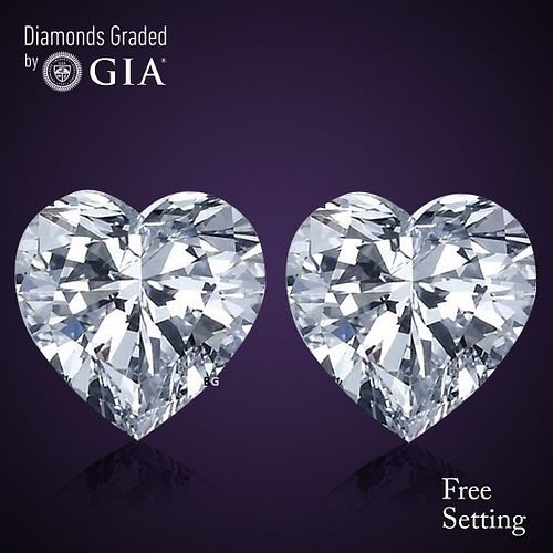 4.01 carat diamond pair Heart cut Diamond GIA Graded 1) 2.00 ct, Color D, VS2 2) 2.01 ct, Color E, VS2. Appraised Value: $153,300 