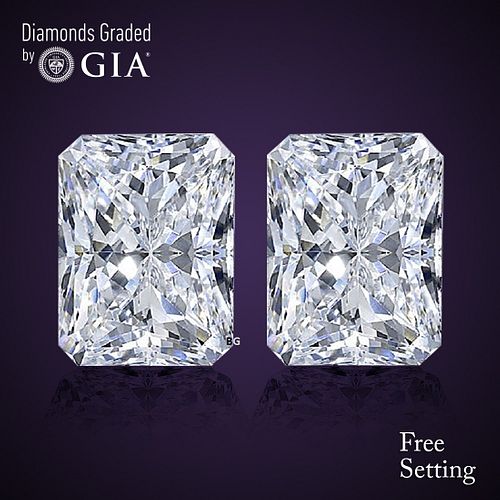 6.91 carat diamond pair Radiant cut Diamond GIA Graded 1) 3.51 ct, Color E, VS1 2) 3.40 ct, Color F, VS2. Appraised Value: $393,200 