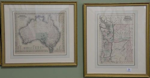 Twelve Johnson's handcolored engraved maps: Seven small folio including Washington, Florida, etc, and four double page including Ita...