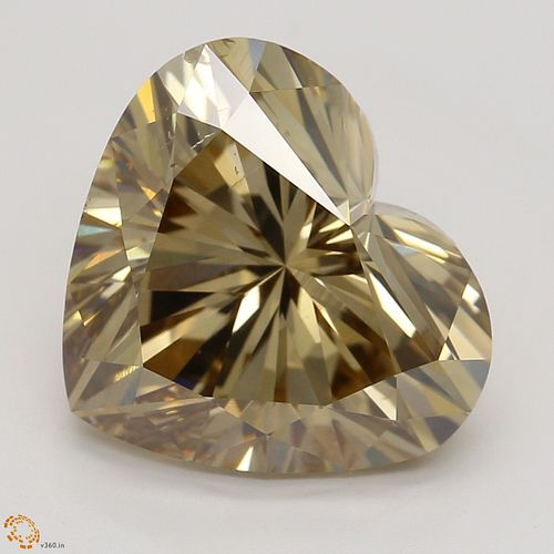 3.50 ct, Natural Fancy Dark Yellowish Brown Even Color, SI2, Heart cut Diamond (GIA Graded), Appraised Value: $27,000 