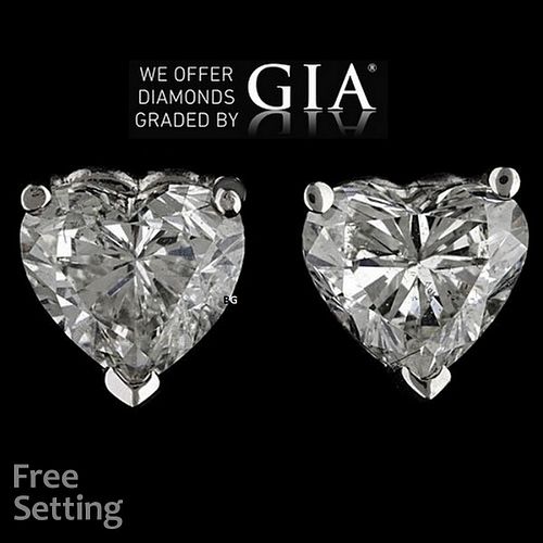 4.03 carat diamond pair Heart cut Diamond GIA Graded 1) 2.02 ct, Color E, VVS2 2) 2.01 ct, Color D, VS1. Appraised Value: $174,500 