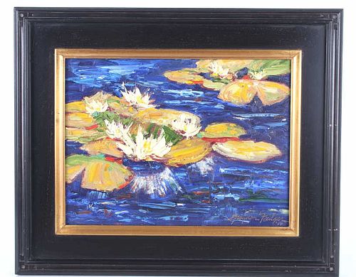 Graydon Foulger (1942-) "Water Lilies" Impasto Oil