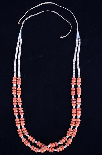 Navajo Jaylin Begay Red Branch Coral Necklace