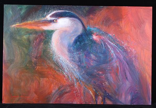 "Heron Head" Acrylic on Canvas Jennifer Bowman