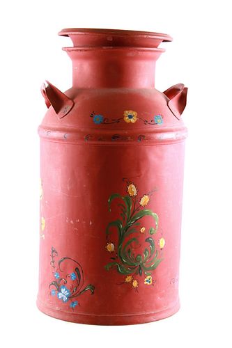 Farmhouse Hand Painted Floral Vase c. 1960's