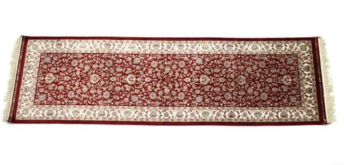 Mid 1900's Hereke Turkish Fine Silk Runner Rug
