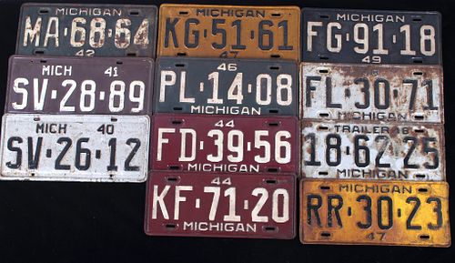 1940's Michigan Star Car License Plate Collection
