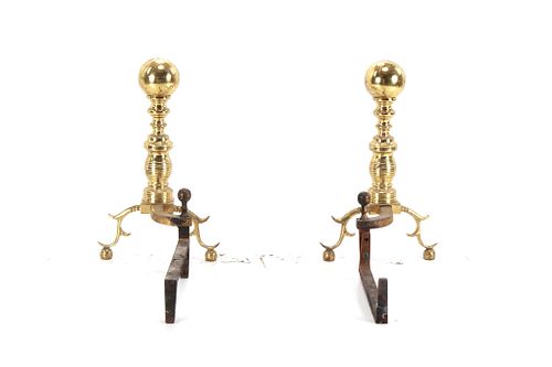 Early 19th Century Brass Fireplace Andirons