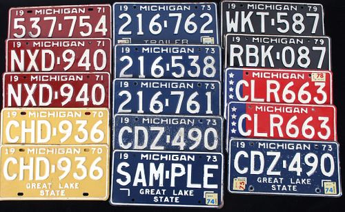 1970's Michigan State Car License Plate Collection