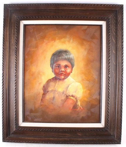 Oil Painting of a Native American Girl by L. Bill