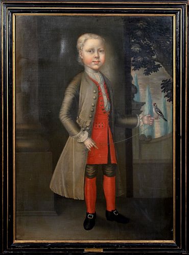 PORTRAIT OF GEORGE SAVAGE OF PRINCETON, HOLDING A PET BIRD OIL PAINTING