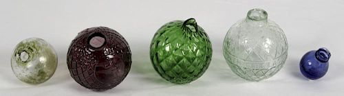 Group of Five Different Glass Target Balls