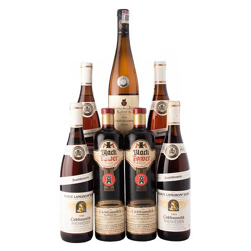 Lote de Vinos Tintos y Blancos de Alemania. Hambacher Schob. En presentaciones de 750 ml. Total de piezas: 7.
