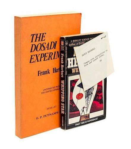 * HERBERT, FRANK. 2 proof copies: Whipping Star (typescript note) and The Dosadi Experiment