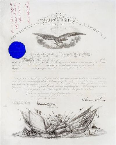 * JOHNSON, ANDREW. Document signed, Washington, April 7, 1866. Appointment. Countersigned by Stanton.