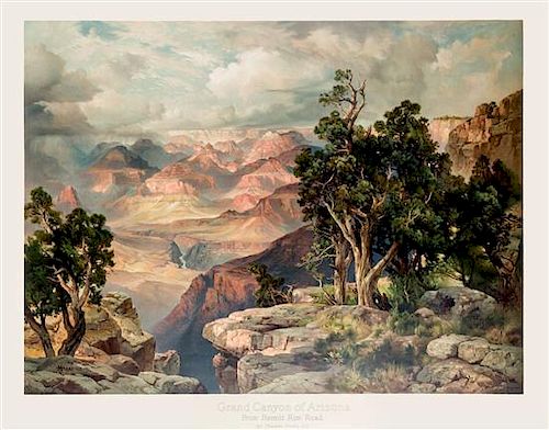 (RAILROAD) MORAN, THOMAS. Grand Canyon of Arizona from Hermit Rim Road. New york, 1913. Color-printed lithograph