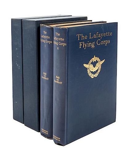 HALL, JAMES NORMAN and NORDHOFF, CHARLES BERNARD.  The Lafayette Flying Corps. Boston, 1920. First edition with jackets.