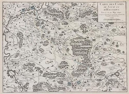 (MAP) BEAURAIN, CHEVALIER DE. Carte des Camps de Leuse et d'Hauterive les 17 et 20 May 1690. [1776].